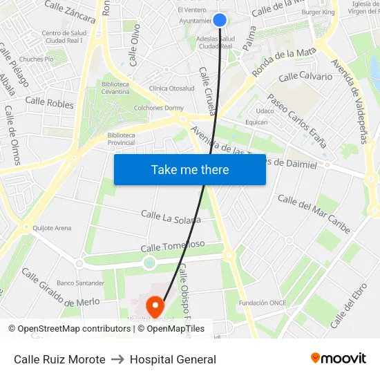 Calle Ruiz Morote to Hospital General map