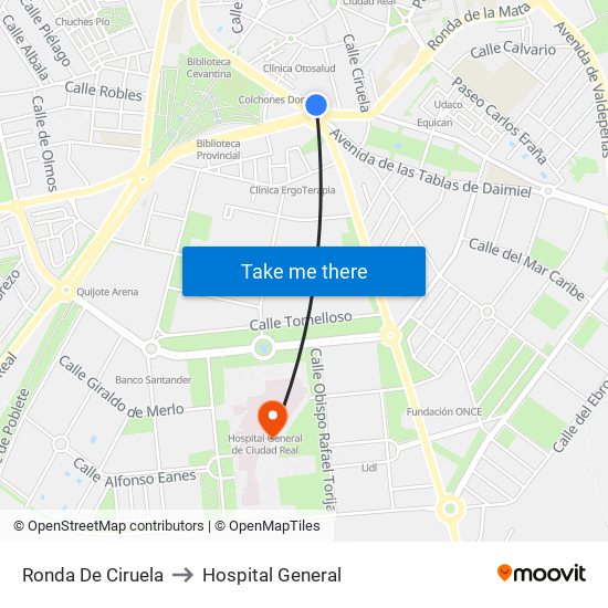 Ronda De Ciruela to Hospital General map