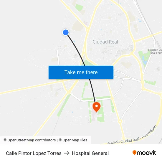 Calle Pintor Lopez Torres to Hospital General map