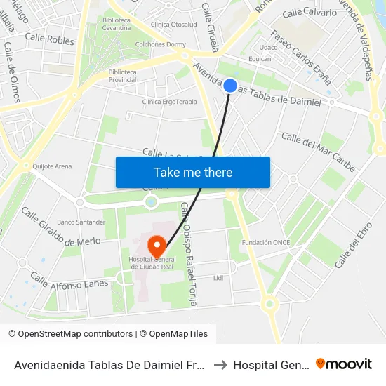Avenidaenida Tablas De Daimiel Frente 11 to Hospital General map