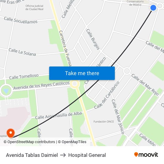 Avenida Tablas Daimiel to Hospital General map