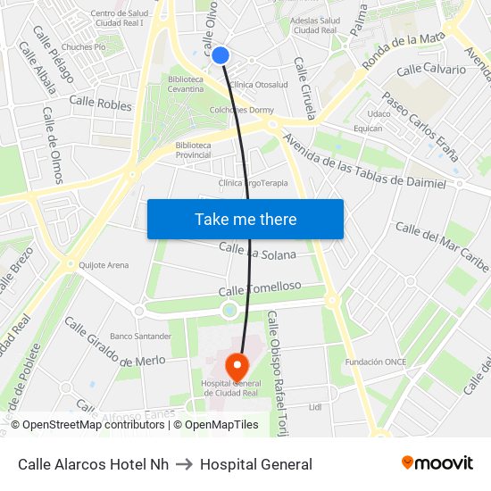 Calle Alarcos  Hotel Nh to Hospital General map