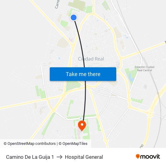 Camino De La Guija 1 to Hospital General map