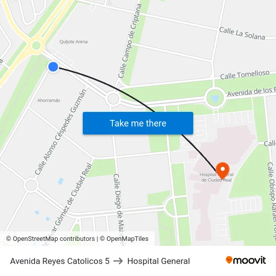 Avenida Reyes Catolicos 5 to Hospital General map