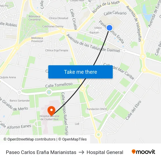 Paseo Carlos Eraña Marianistas to Hospital General map