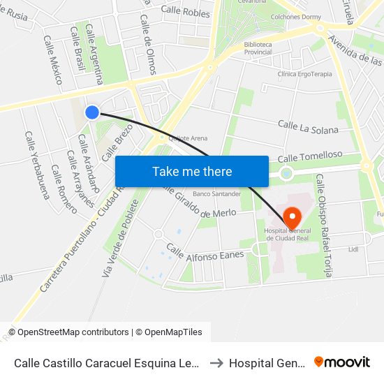 Calle Castillo Caracuel Esquina Lentisco to Hospital General map