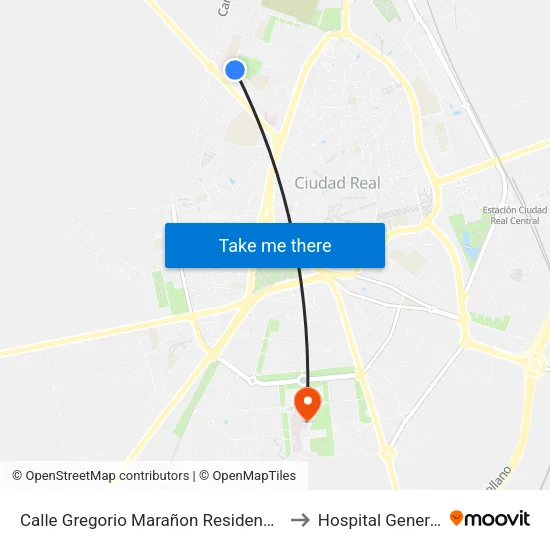 Calle Gregorio Marañon Residencia to Hospital General map