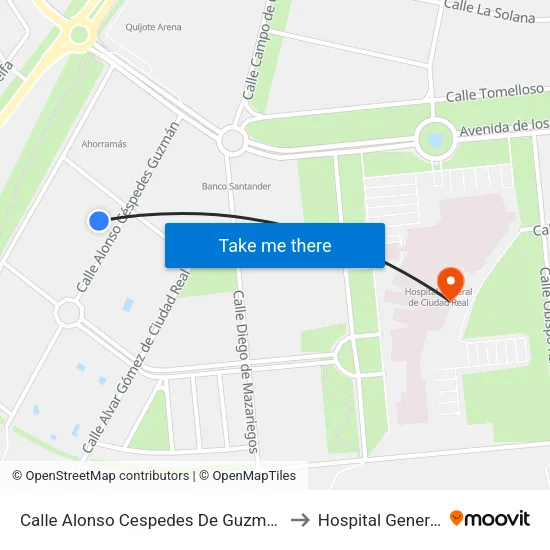 Calle Alonso Cespedes De Guzman to Hospital General map