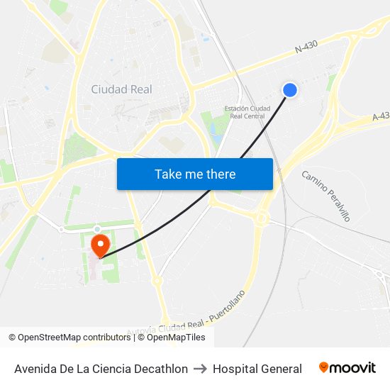 Avenida De La Ciencia Decathlon to Hospital General map