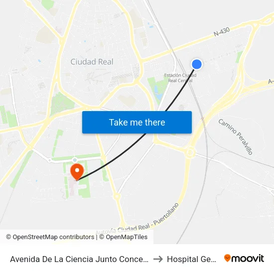 Avenida De La Ciencia Junto Concesionario to Hospital General map