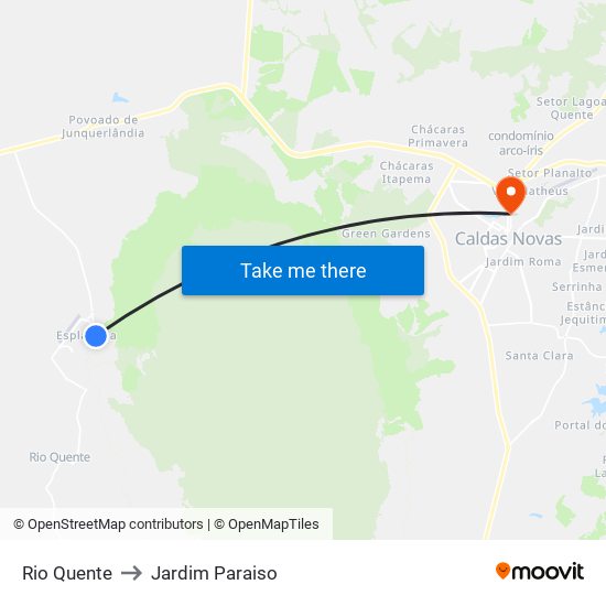 Rio Quente to Jardim Paraiso map