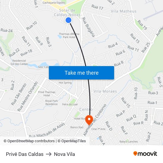 Privê Das Caldas to Nova Vila map