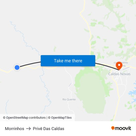 Morrinhos to Privê Das Caldas map