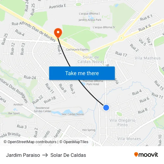 Jardim Paraiso to Solar De Caldas map
