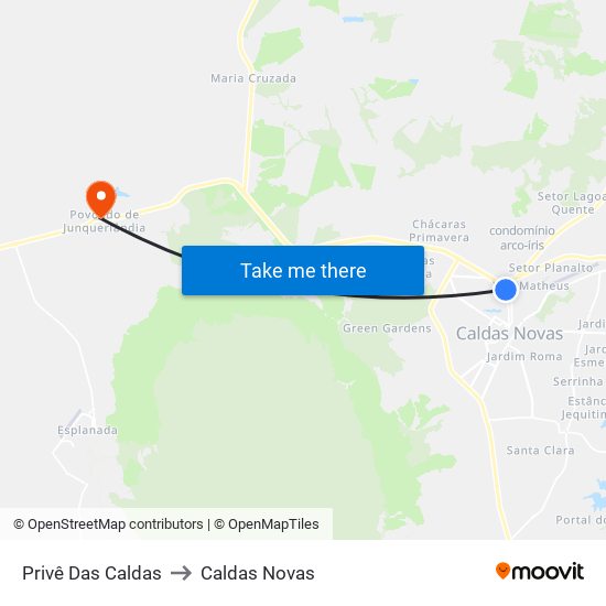 Privê Das Caldas to Caldas Novas map