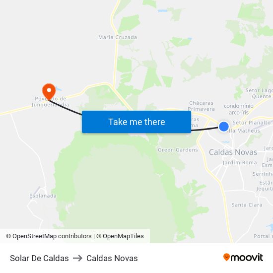 Solar De Caldas to Caldas Novas map