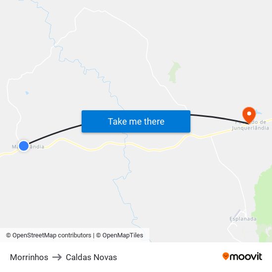 Morrinhos to Caldas Novas map