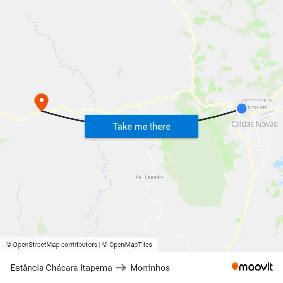 Estância Chácara Itapema to Morrinhos map