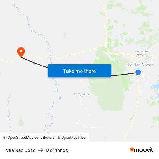 Vila Sao Jose to Morrinhos map