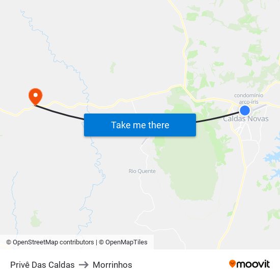 Privê Das Caldas to Morrinhos map