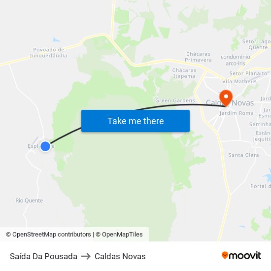 Saída Da Pousada to Caldas Novas map