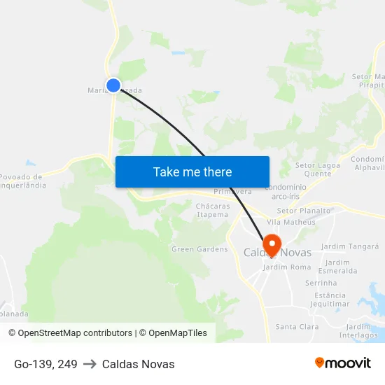 Go-139, 249 to Caldas Novas map
