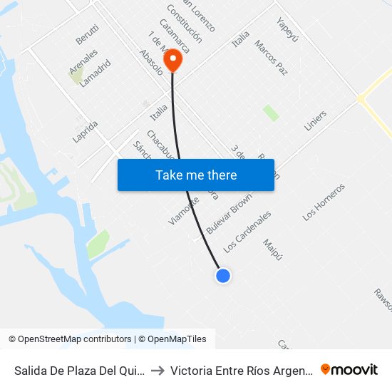 Salida De Plaza Del Quinto to Victoria Entre Ríos Argentina map
