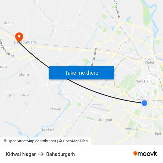 Kidwai Nagar to Bahadurgarh map