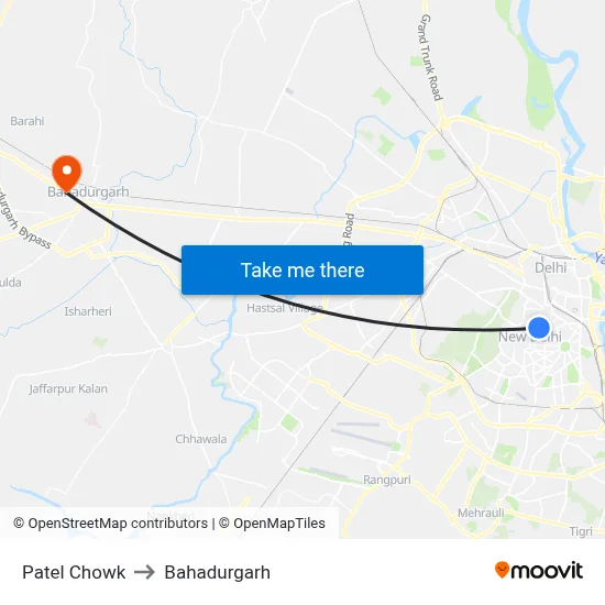 Patel Chowk to Bahadurgarh map