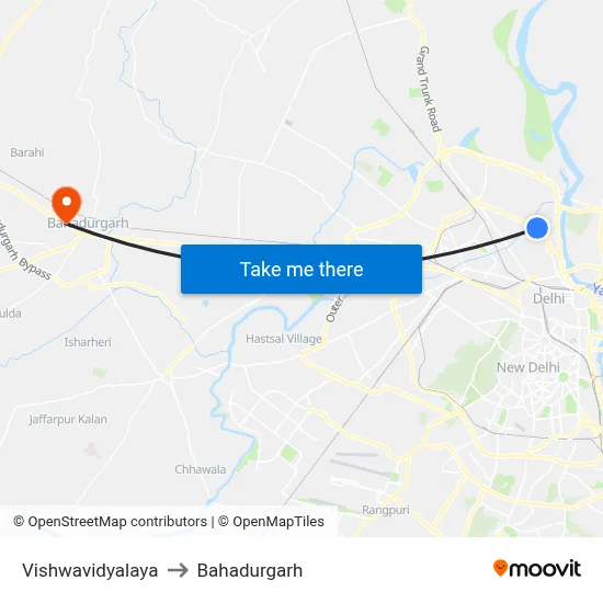 Vishwavidyalaya to Bahadurgarh map