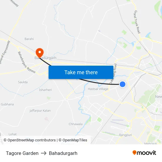 Tagore Garden to Bahadurgarh map