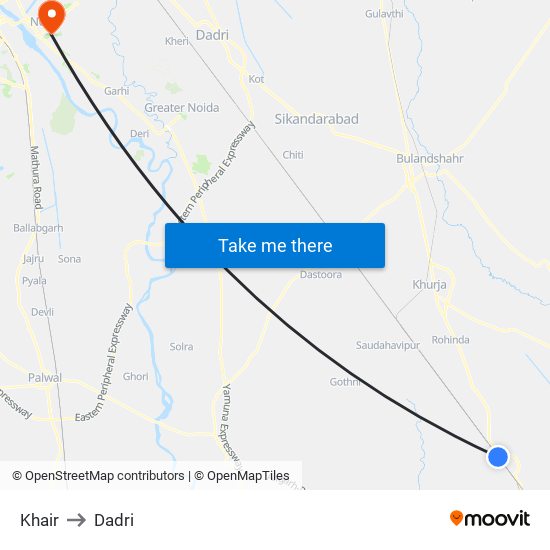 Khair to Dadri map