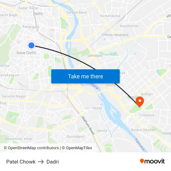 Patel Chowk to Dadri map