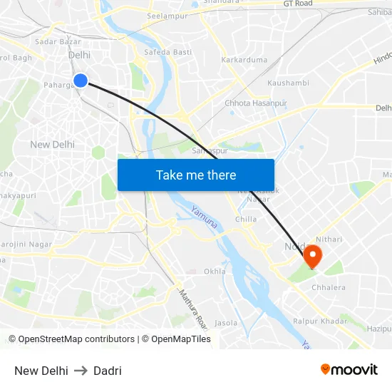 New Delhi to Dadri map