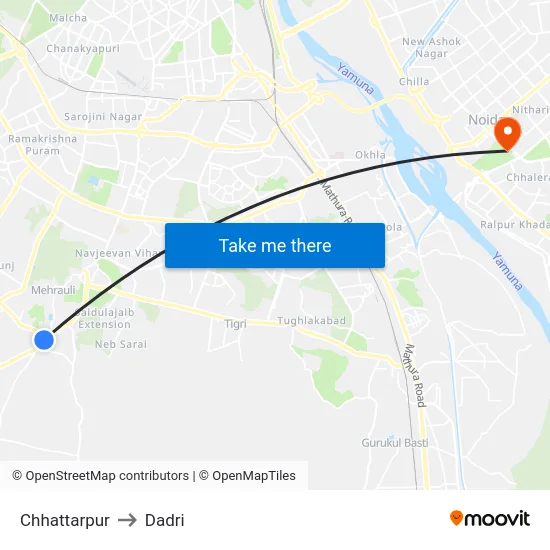 Chhattarpur to Dadri map