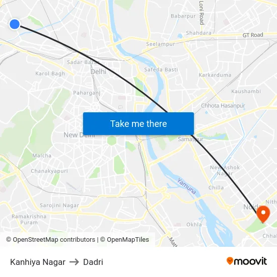 Kanhiya Nagar to Dadri map