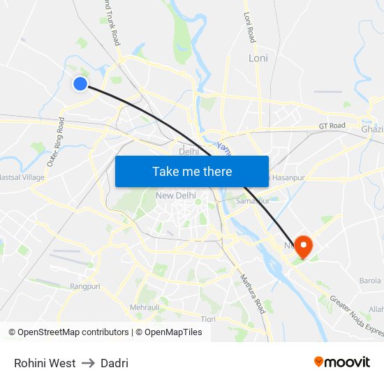 Rohini West to Dadri map