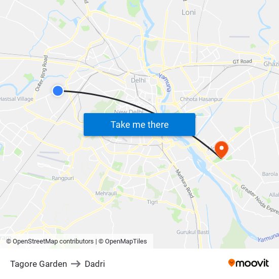 Tagore Garden to Dadri map