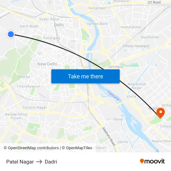 Patel Nagar to Dadri map