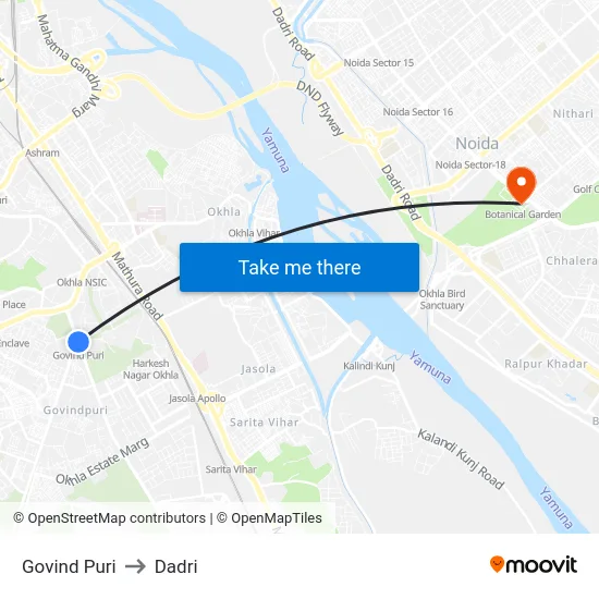 Govind Puri to Dadri map