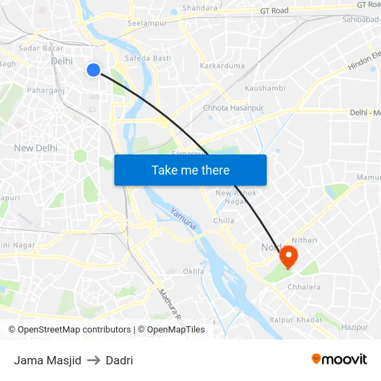 Jama Masjid to Dadri map