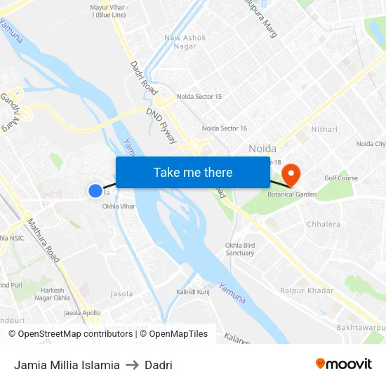 Jamia Millia Islamia to Dadri map