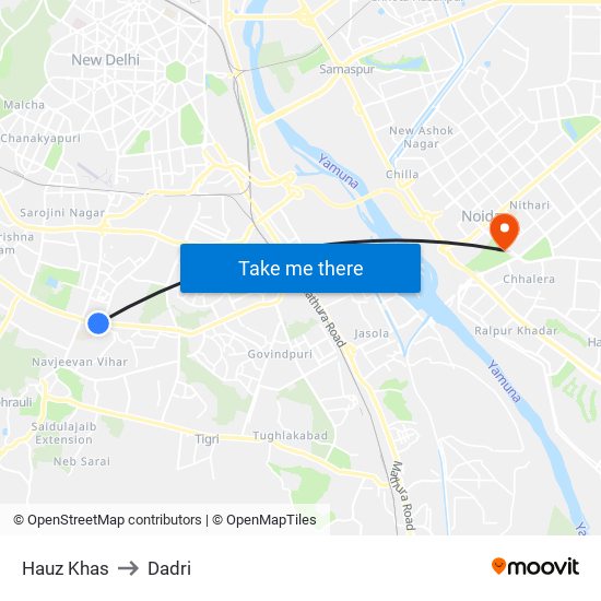 Hauz Khas to Dadri map