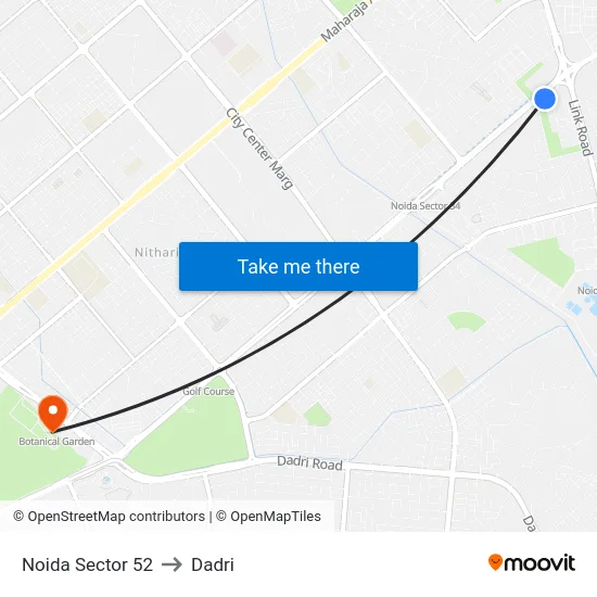 Noida Sector 52 to Dadri map