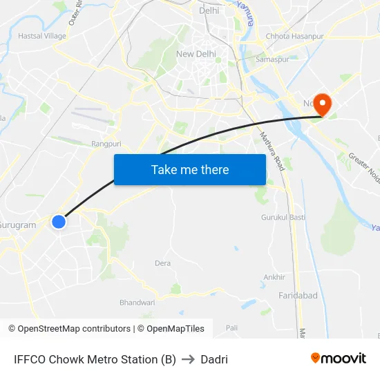 IFFCO Chowk Metro Station (B) to Dadri map