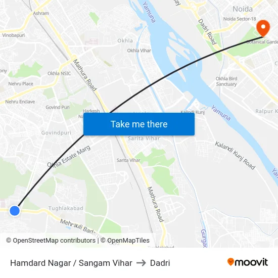 Hamdard Nagar / Sangam Vihar to Dadri map