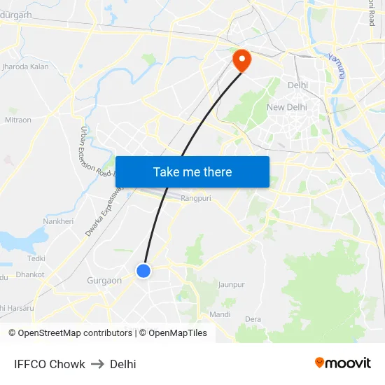 IFFCO Chowk to Delhi map