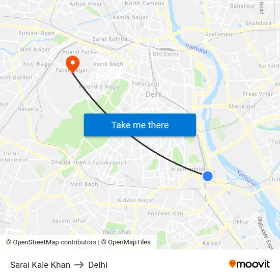 Sarai Kale Khan to Delhi map