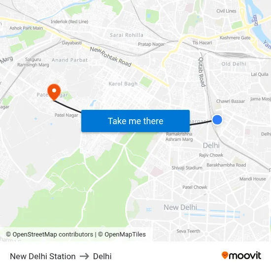 New Delhi Station to Delhi map