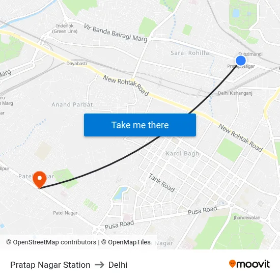 Pratap Nagar Station to Delhi map